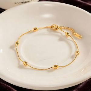 Fashion Women's <b>Anklet</b> - Electroplated 18K <b>Gold</b> Round Bead Stainless Steel Snake-shaped Chain <b>Anklet</b> - Product Image 5
