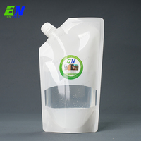 Sac cosmétique liquide recyclable de 250 ml, transparent, avec bec verseur, personnalisable, surface brillante, sac en papier de bambou, recharge de conditionneur