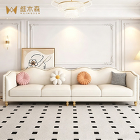 Cremefarbenes Echtleder-Sofa im Französischen Stil, Modern und Schlicht, Luxuriös, Dreisitzer mit Beweglichen Massivholzbeinen für Kleine Wohnungen