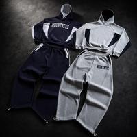 Conjunto Deportivo de 2 Piezas Unisex: Sudadera Corta con Paneles en Contraste y Pantalones Anchos con Cintura Elástica y Cordón Ajustable, Personalizable de Fábrica