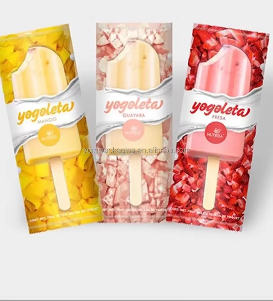 Sacs en plastique de crème glacée d'emballage de popsicle personnalisés de haute qualité