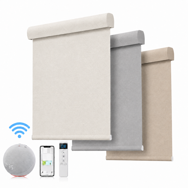 Remote Control Motorized Automat Blackout Electric Adjustable Auto Wifi Smart Daylight Fabric Rechargeable Roller Blinds