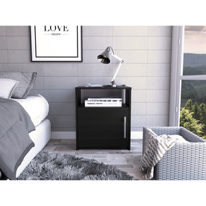 Wenge 1-Shelf Nightstand With <b>Drawer</b> <b>For</b> Bedroom <b>Storage</b> - Product Image 1