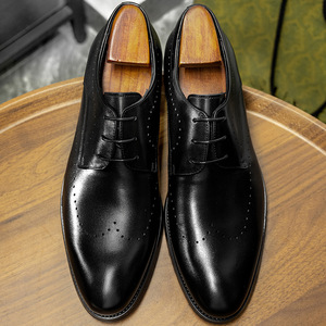 Zapatos Oxford de Vestir con Punta en Pico, de Cuero Genuino Marrón, con Cordones, Estilo Profesional, para Todas las Temporadas, Suela de Goma, Envío Directo - Product Image 5