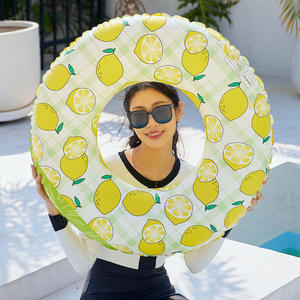 Anillo de natación inflable con forma de limón de KELUKEYA para niños, para uso en piscinas y parques acuáticos, flotador de PVC grueso con diseño de sandía - Product Image 3