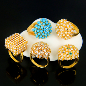 New Gorgeous Pearls <b>Cocktail</b> <b>Rings</b> Elegant 21k <b>Gold</b> Plated Zirconia Wedding <b>Rings</b> Jewelry for Bridal Party Gift - Product Image 4