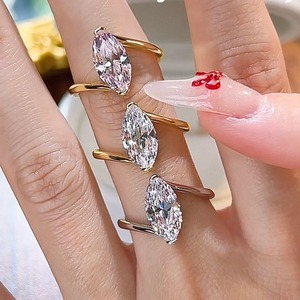 Desainer Merek Terkenal wanita 925 perak Sterling Marquise 6*12mm 5A cincin zirkonia pertunangan pernikahan Iced Out perhiasan cincin - Product Image 1