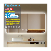 Miroirs intelligents modernes pour la maison intelligente, miroirs de maquillage étanches avec éclairage LED, miroirs de salle de bain anti-buée avec lumière LED pour les buanderies