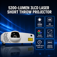 Projecteur laser 3LCD pour l'éducation, rapport de projection 0,44, 5200 lumens avec correction 4 coins