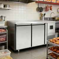 Réfrigérateur-congélateur encastrable en acier inoxydable 280L, 2 portes, haute efficacité, 4 étagères, pour supermarché, comptoir de stockage frigorifique