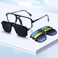 Lunettes de soleil polarisées UV400 à fixation magnétique avec verres pour myopie, idéales pour la pêche, les voyages et la conduite – Lunettes de soleil élégantes à monture complète quatre-en-un