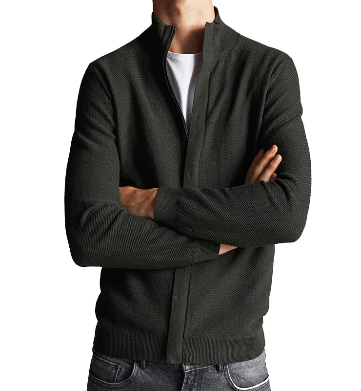 2024 뜨거운 판매 제품 사용자 정의 Oem 서비스 남성 의류 도매 니트 면 지퍼 남자의 카디건 스웨터