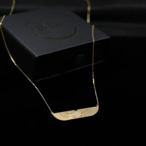 Collana con sole alato antico 316l acciaio inossidabile Pvd oro placcato 18k gioiello spirituale simbolo della collana di luce - Product Image 3