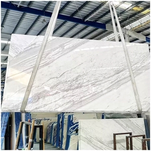 Dalle de marbre blanc Volakas grec poli avec veines grises douces pour comptoirs de cuisine, meubles de salle de bain, sols, murs, villas et hôtels - Product Image 2