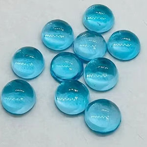 Topacio azul suizo natural 8 mm cabujón redondo 4 piezas lote piedras preciosas sueltas de calidad AAA - Product Image 1