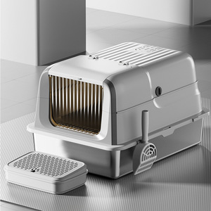 Fully Enclosed Extra Large <b>Cat</b> Litter <b>Box</b> Thickened Heightened Splash Proof Anti Slip Top Loading Flip Top <b>Cat</b> Toilet - Product Image 1