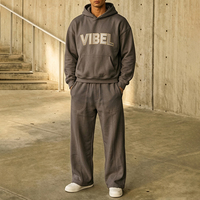 Ensemble de survêtement molletonné de haute qualité pour hommes, imprimé sur mesure, coupe oversize, comprenant un sweat à capuche et un pantalon de survêtement épais, idéal pour le sport