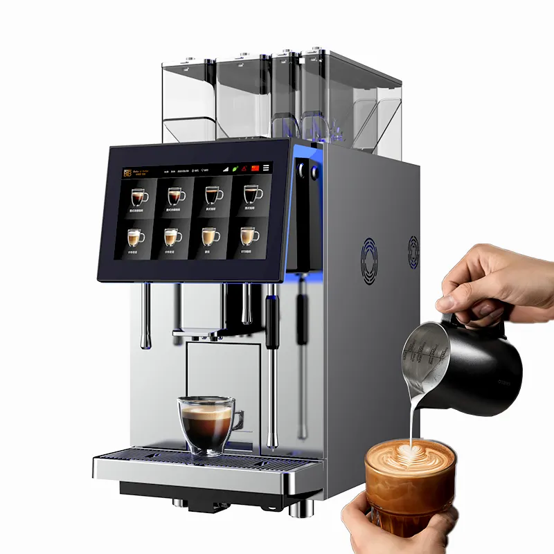 Professionele Heavy Duty Bean To Cup Espresso Koffie Maken Commerciële Dubbele Boiler Automatische Koffiemachine Met Bonen Molen