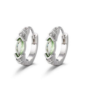Huggie Earrings Lake Green Zircon Claw Setting Geometric Fashion Party Jewelry - Product Image 4