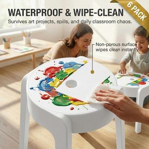 Stackable Windmill Plastic <b>Stool</b> - Reinforced Thickened Round Dining Chair for Restaurant Kitchen and Home Seating - Product Image 3