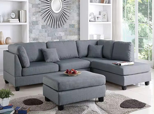 Sala de estar en forma de L sofá muebles moderno seccional tela esquina sofá conjunto salón sofás para el hogar - Product Image 4