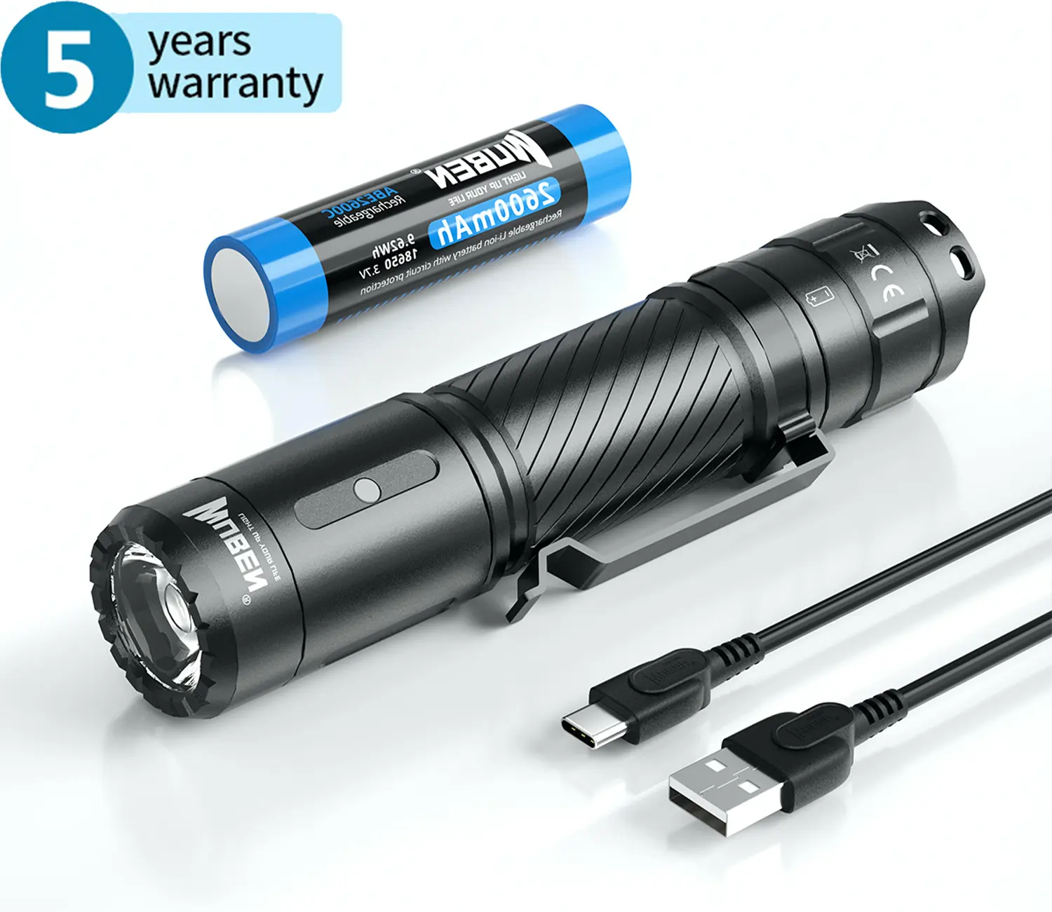 Wuben — lampe torche Portable C3, torche tactique puissante et Rechargeable, en aluminium, IPX8 18650, pour tous les jours