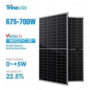 แผงโซลาร์เซลล์ครึ่งเซลล์ชนิด N จุดยอดโซลาร์เซลล์ชนิด Trina 590W 600W 660W สำหรับโครงการสาธารณูปโภคเชิงพาณิชย์ TUV - Product Image 1