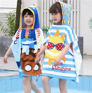 Wholesale Custom Quick Dry Personalized Hooded Beach Towel Beach Wear Coverup Kids Poncho