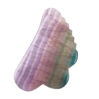 Masseur facial en fluorite naturelle de marque OEM en gros, grattoir Gua Sha en forme de dents, modèle LRYS CN/GUA pour le visage