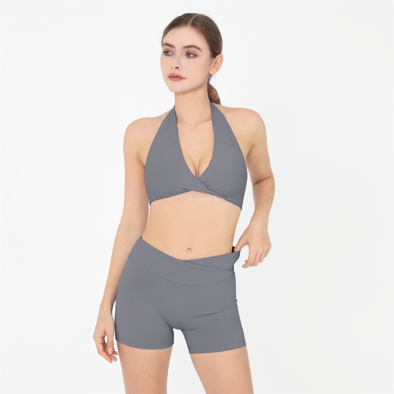 Breathable Yoga Shorts Leggings 2-Piece Set for Women Spandex Nylon Four-Way Stretch Butt Lifting Gym Fitness Clothing for Sport