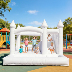 Château gonflable personnalisé pour <span class=keywords><strong>mariage</strong></span>, fête, usage commercial, en PVC blanc, avec toboggan et piscine à balles, fourniture d'usine - Product Image 2