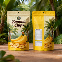 Sachet refermable à fermeture éclair personnalisé, imprimé, résistant à l'humidité, de qualité alimentaire, pour chips de banane