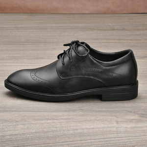 Zapatos Oxford de Cuero Genuino para Hombre, con Punta Puntiaguda, con Cordones, para Otoño, Oficina, Carrera Profesional, con Suela de Goma que Aumenta la Altura - Product Image 4