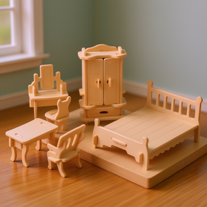 Ensemble de meubles miniatures en bois, échelle 1:12, kit de bricolage pour maison de poupée, pour enfants de 4 à 6 ans - Product Image 2