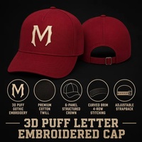 Gorra de Béisbol Bordada en 3D Personalizada, Gorra de Sarga de Algodón de 6 Paneles, Estilo Vintage Gótico con Letra M, Ajustable, Venta al Por Mayor, OEM, MOQ Bajo