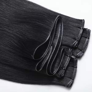 Extensions <span class=keywords><strong>de</strong></span> <span class=keywords><strong>cheveux</strong></span> vierges Genius Weft les plus vendues, noir naturel, super double drawn, lisses et soyeuses, double trame machine pour salon - Product Image 6