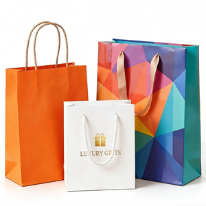 Custom Logo Printed Heavy-Duty Kraft Paper Tote <b>Bags</b> with Reinforced Bottom for Grocery & Retail Packaging - Product Image 5