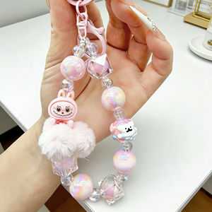 Llavero de cuentas rosa INS, accesorio bonito, llavero de dibujos animados rosa, colgante para bolso, cordón para teléfono móvil - Product Image 1