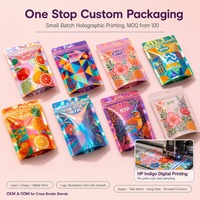 100 Sachets Doypack à soufflets latéraux imprimés numériquement, refermables avec fermeture éclair, personnalisables en taille et logo, en PE, pour aliments pour animaux de compagnie