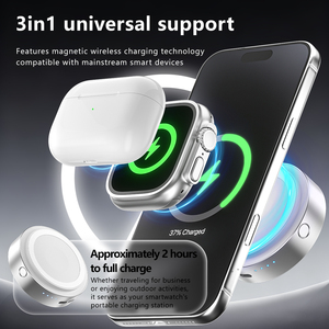 พาวเวอร์<span class=keywords><strong>แบ</strong></span>งค์แม่เหล็กไร้สาย <span class=keywords><strong>3</strong></span> in 1 ความจุ 5000mAh เครื่องชาร์จพกพาสำหรับโทรศัพท์มือถือ สำหรับ iPhone สำหรับนาฬิกา สำหรับ <span class=keywords><strong>AirPods</strong></span> - Product Image 4