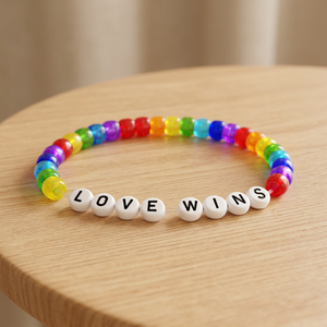 Cute Rainbow Letter Acrylic & Resin <b>Beaded</b> <b>Bracelet</b> Multicolor Charm Elastic Unisex Jewelry Gift for Anniversary Birthday - Product Image 3