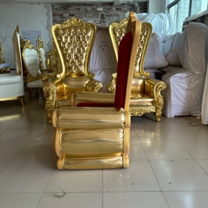 Chaise de trône royale en velours rouge de style européen avec cadre doré pour hôtel, mariage, hall d'<span class=keywords><strong>événement</strong></span>s, décoration de Noël - Product Image 4