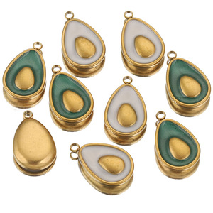 Breloque avocat en acier inoxydable plaqué or 18 carats PVD |   Pendentif en émail en forme de larme pour bracelet, collier, bijoux, accessoires de fabrication DIY - Product Image 1