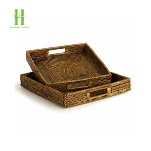 Vente chaude Rotin Rectangulaire Mini Plateau OEM avec Plats Assiettes pour Décoration De Table Bon Prix Du Vietnam - Product Image 5