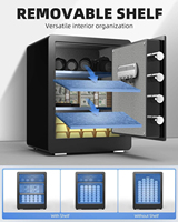 Coffre-fort de sol pour chambre d'hôtel, 4 verrous à empreintes digitales, clavier biométrique, triple verrouillage, en acier allié, pour hôtels et commerces