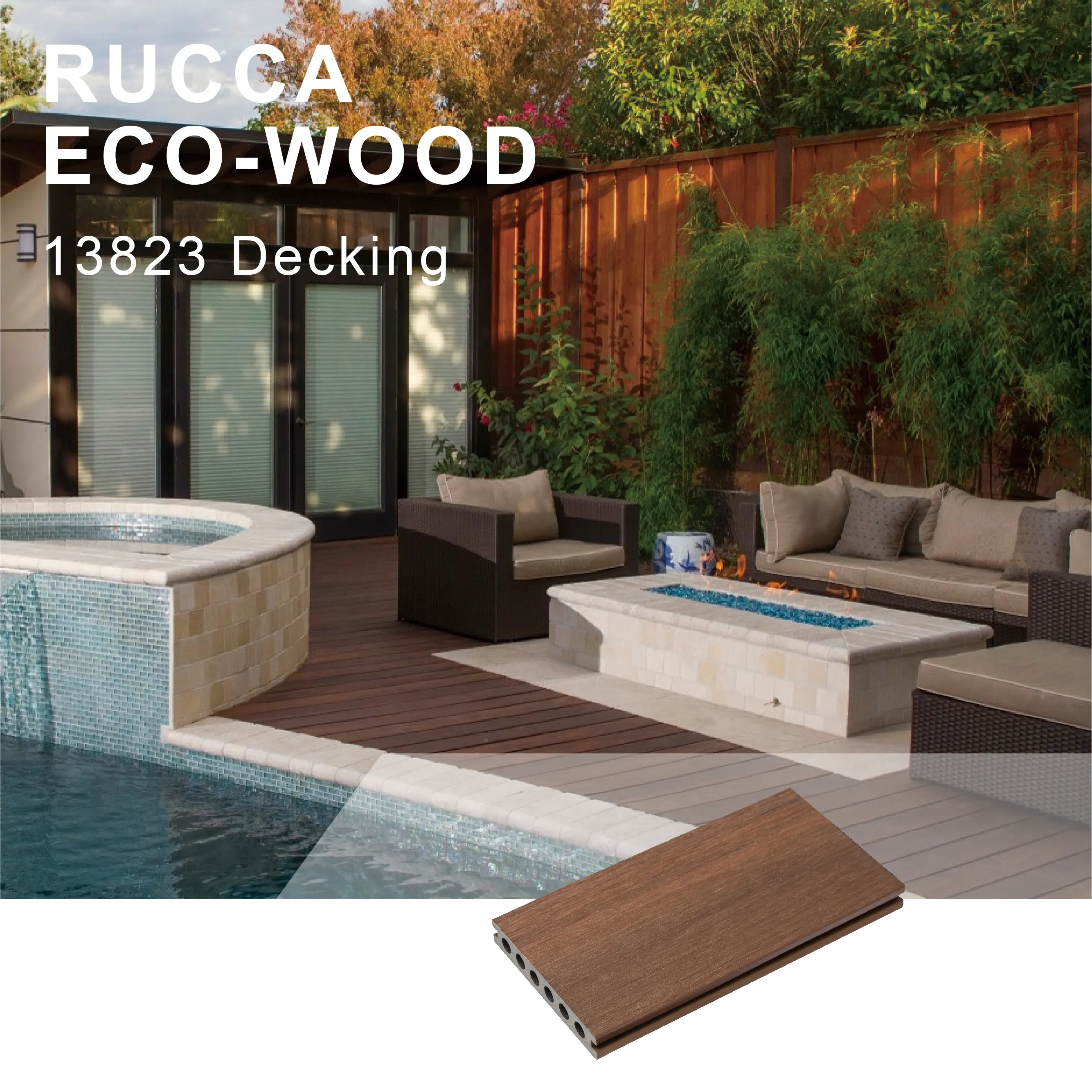 Guangdong Rucca Bester WPC/PE-Bodenbelag Holz-Kunststoff-Verbund-Holz terrasse für den Außenbereich