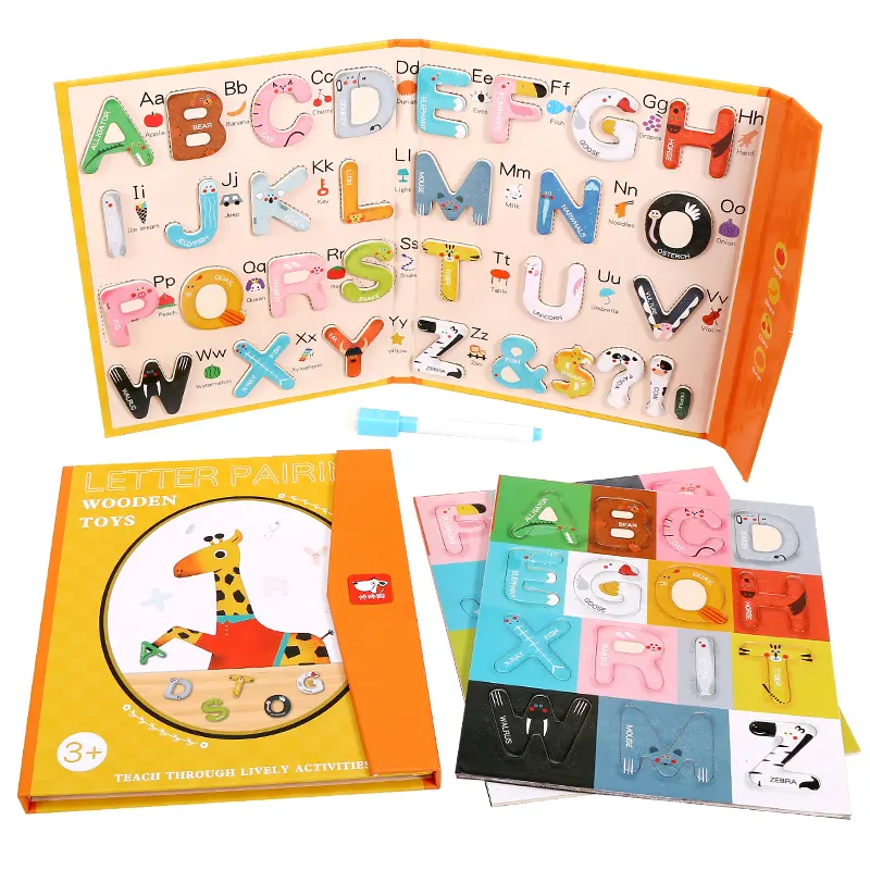 CE CPC Wooden Magnetic Book Busy Book Matching Picture Game Active Minds Sight Words Magnet Learn and Practice Language For Kids