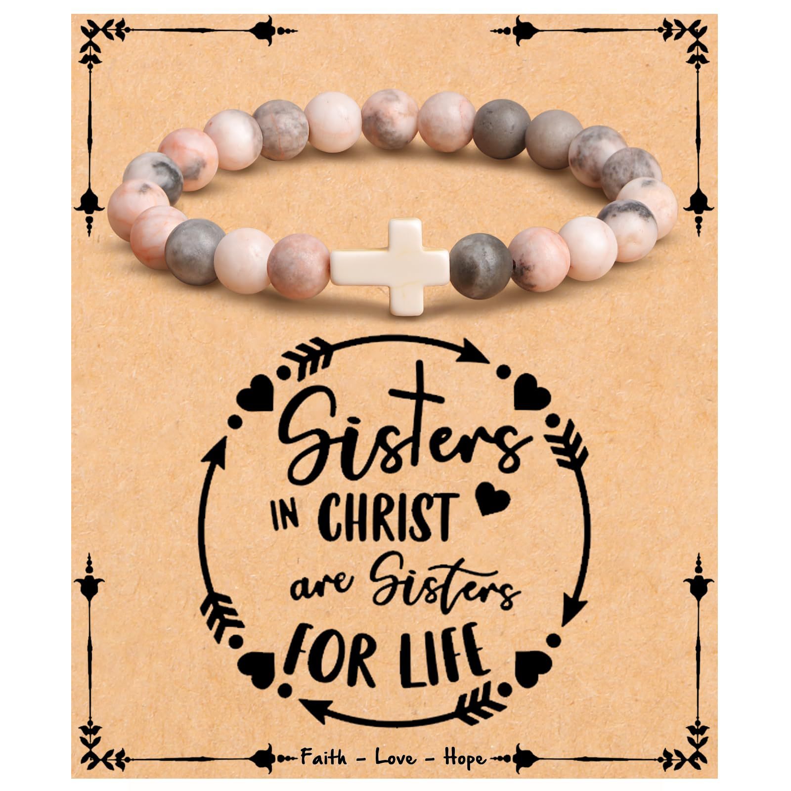 Bracelet Zèbre Rose : Carte "Sœurs POUR LA VIE"