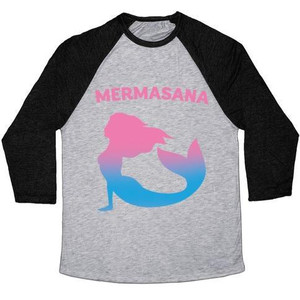 Mermasana Parody White Print Unisex Tri-Blend <b>Baseball</b> <b>Tee</b> - Product Image 4