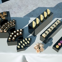 Ensemble de 7 pièces pour la fête de mariage, présentoir de buffet en acrylique noir et blanc, présentoir de nourriture pour cube de nidification, rehausseurs en acrylique pour la fête de mariage